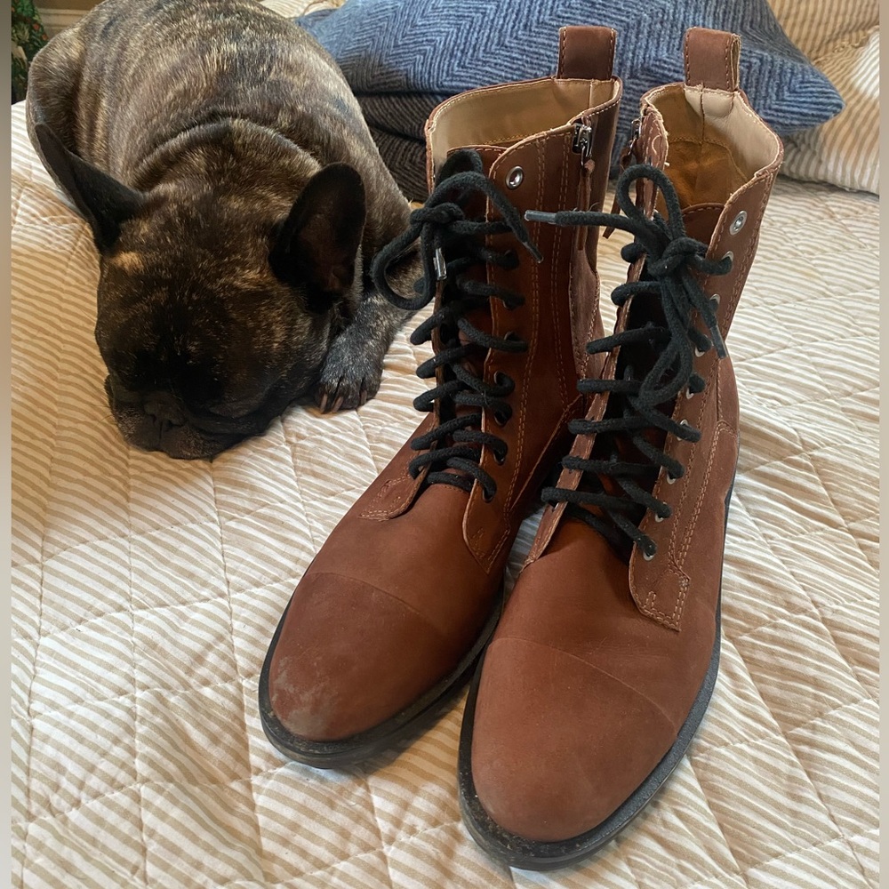 Brown combat boots